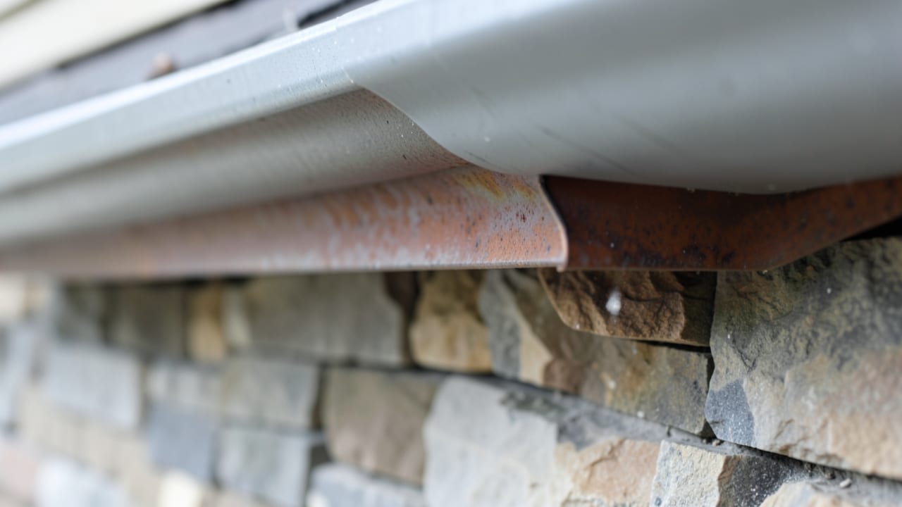 Stone Veneer Gutter Flashing in Brunswick, OH in Brunswick