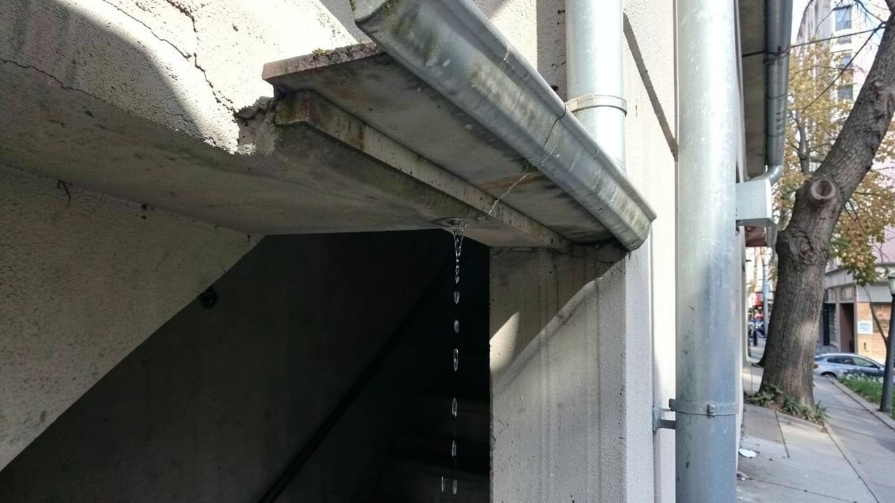 Stairwell Gutter Water Flow Test in Clayton, NC in Clayton