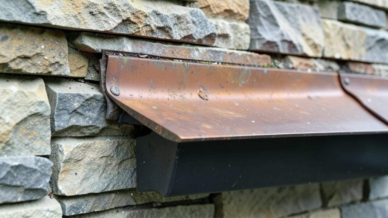 Stone Veneer Gutter Flashing in Clayton, NC in Clayton