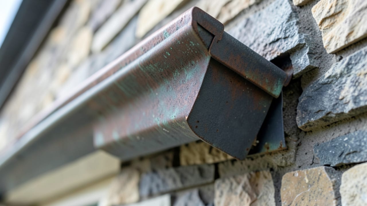 Stone Veneer Gutter Flashing in Lake Oswego, OR in Lake Oswego