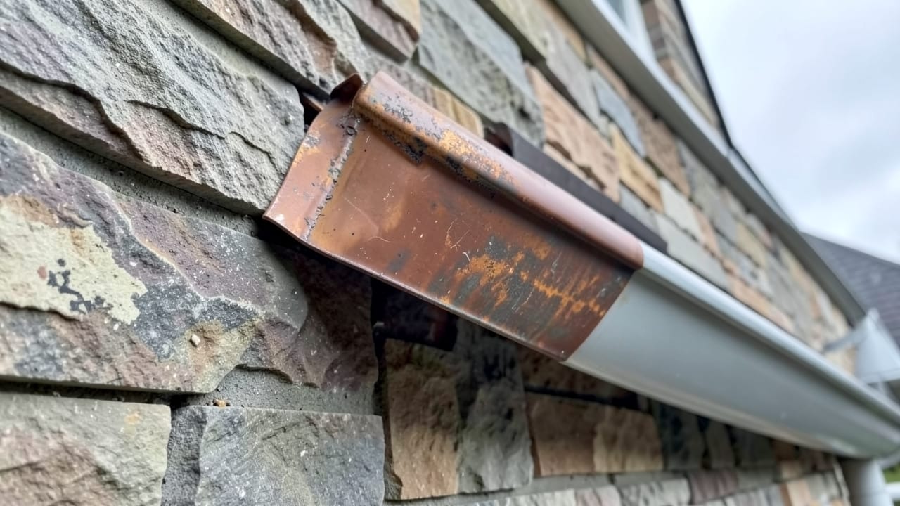 Stone Veneer Gutter Flashing in Noblesville, IN in Noblesville